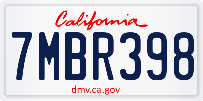 CA license plate 7MBR398