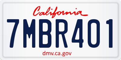 CA license plate 7MBR401