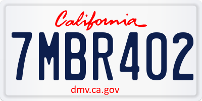 CA license plate 7MBR402