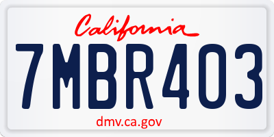 CA license plate 7MBR403