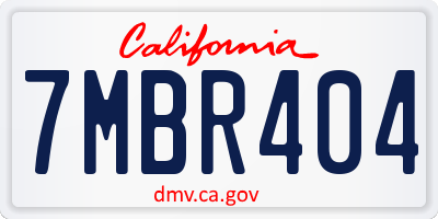 CA license plate 7MBR404