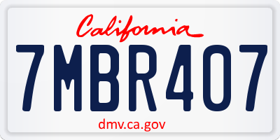 CA license plate 7MBR407