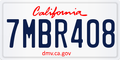 CA license plate 7MBR408