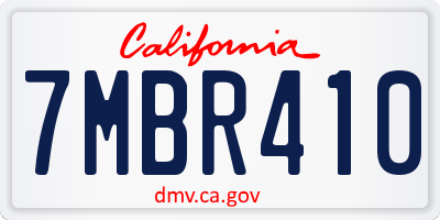CA license plate 7MBR410