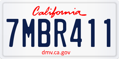 CA license plate 7MBR411