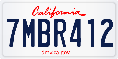 CA license plate 7MBR412