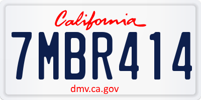 CA license plate 7MBR414