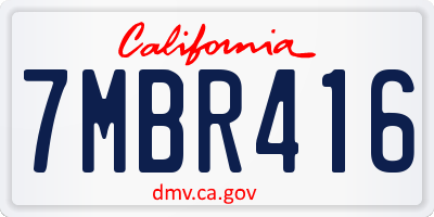 CA license plate 7MBR416