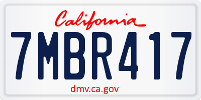 CA license plate 7MBR417