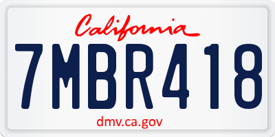 CA license plate 7MBR418