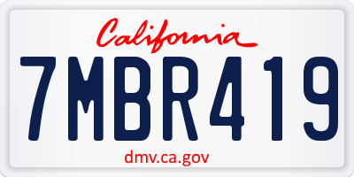 CA license plate 7MBR419