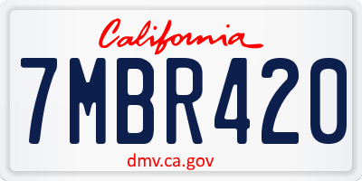 CA license plate 7MBR420