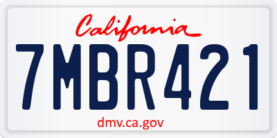 CA license plate 7MBR421