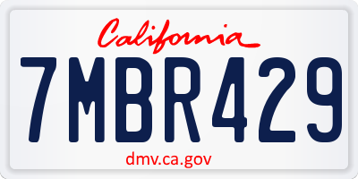 CA license plate 7MBR429