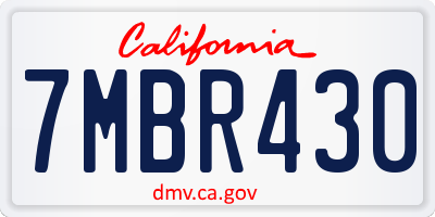 CA license plate 7MBR430