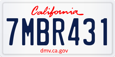 CA license plate 7MBR431