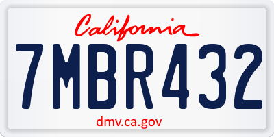 CA license plate 7MBR432