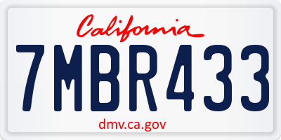 CA license plate 7MBR433