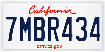CA license plate 7MBR434