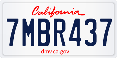 CA license plate 7MBR437