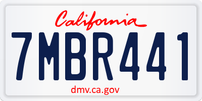 CA license plate 7MBR441