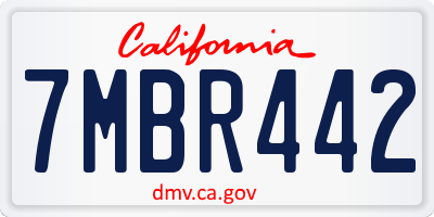 CA license plate 7MBR442