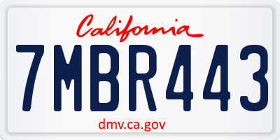 CA license plate 7MBR443