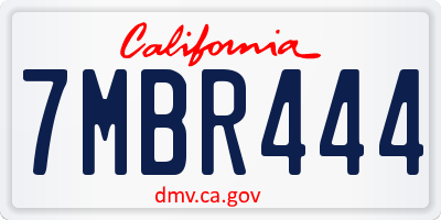 CA license plate 7MBR444