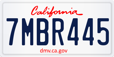 CA license plate 7MBR445