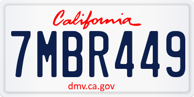 CA license plate 7MBR449
