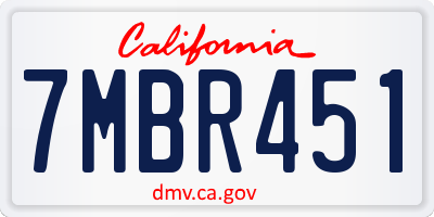 CA license plate 7MBR451