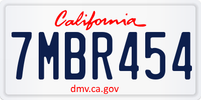 CA license plate 7MBR454