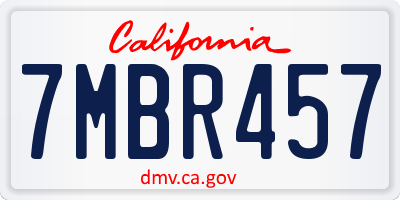CA license plate 7MBR457