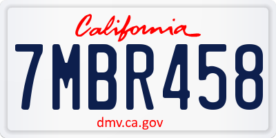 CA license plate 7MBR458