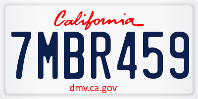CA license plate 7MBR459
