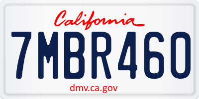 CA license plate 7MBR460