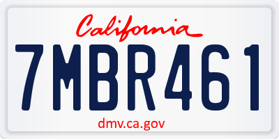 CA license plate 7MBR461