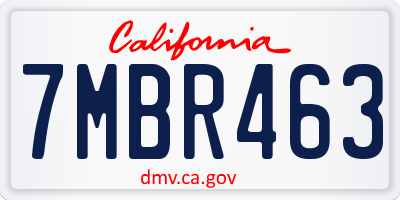CA license plate 7MBR463