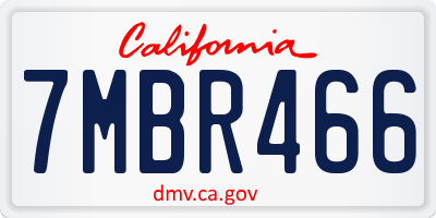 CA license plate 7MBR466