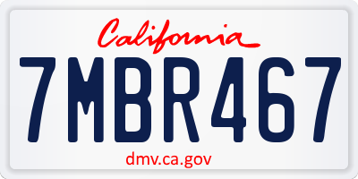 CA license plate 7MBR467