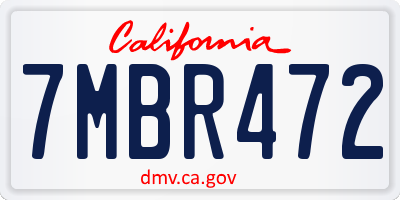 CA license plate 7MBR472