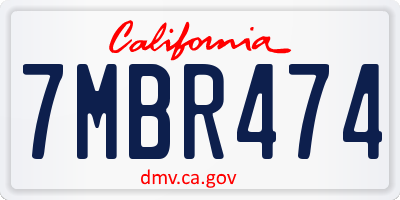 CA license plate 7MBR474
