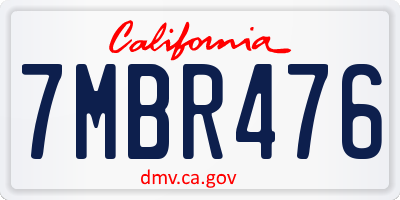 CA license plate 7MBR476