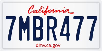 CA license plate 7MBR477