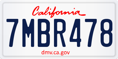 CA license plate 7MBR478