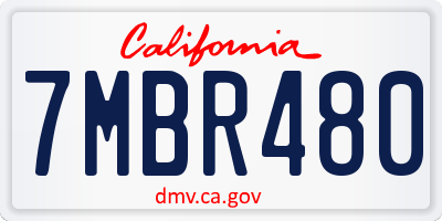 CA license plate 7MBR480
