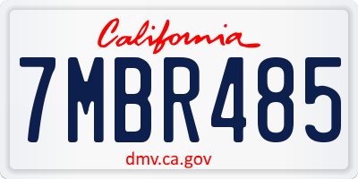 CA license plate 7MBR485