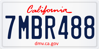 CA license plate 7MBR488