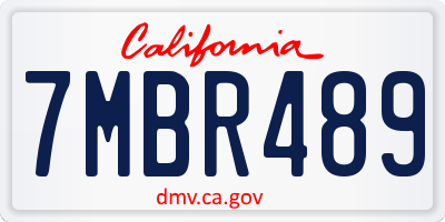 CA license plate 7MBR489