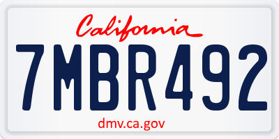CA license plate 7MBR492